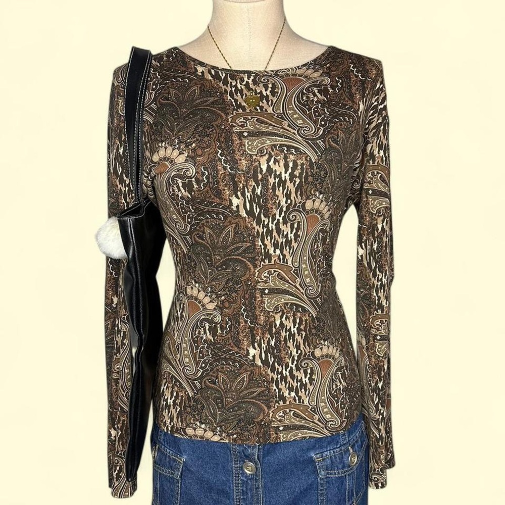 Charter Club Brown Paisley Long Sleeve Woman’s M/L